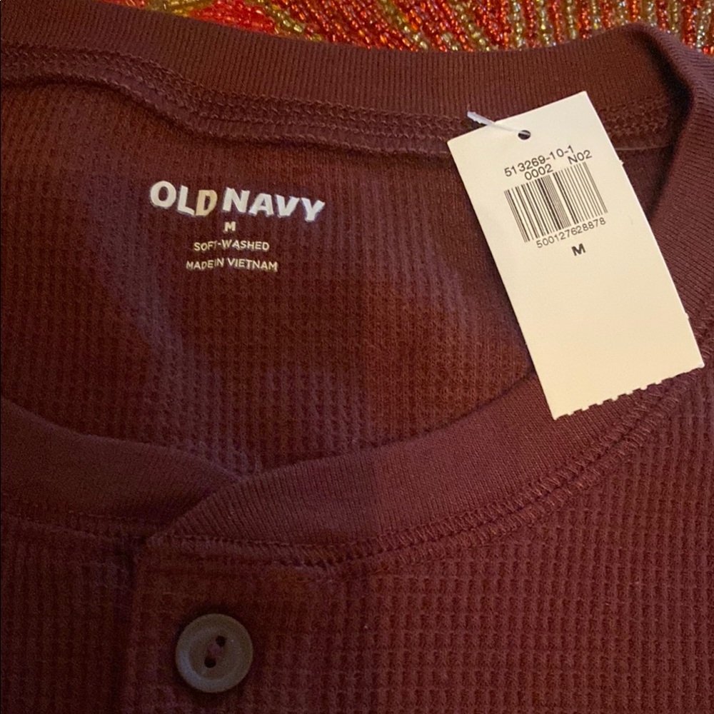Old Navy Burgundy Textured Button-Up  New Thermal